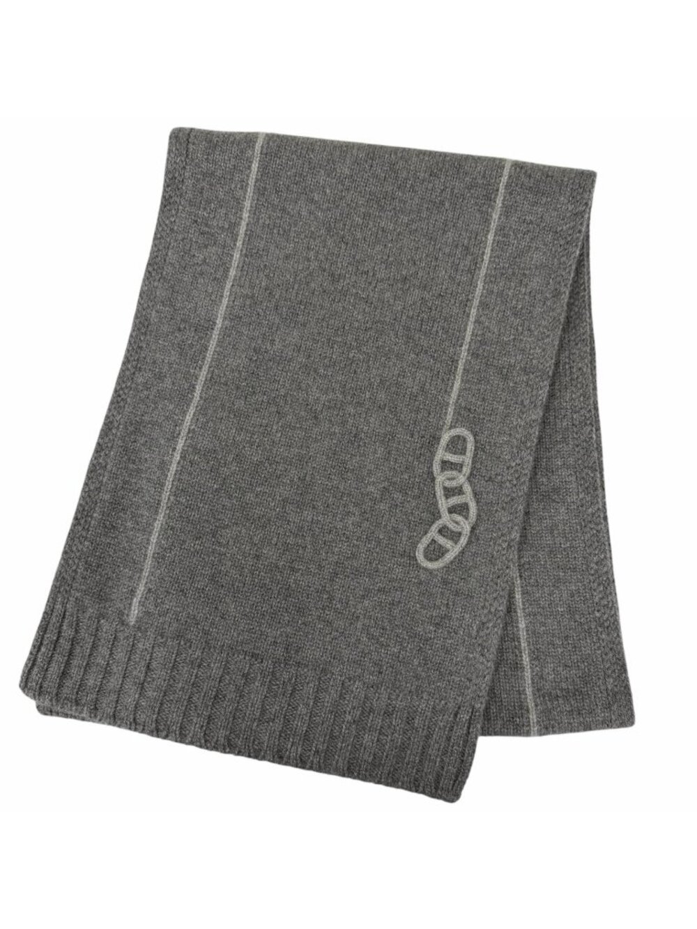 Hermes Maillon Torase Cashmere 100% Chaine D'ancre Knit Scarf Gray